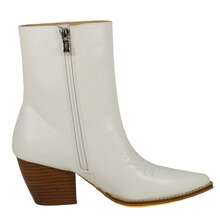 ARiderGirl Fancy Women's Fashion Western Cowboy Booties Embroidery Snip Toe Stacked Leather Heel Ankle Boots - trắng - Xem 3