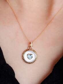 1 件时尚心形贝壳 S925 银项链，优雅心形装饰纯银项链吊坠适合女性日常通勤佩戴，奢华 INS 风格周年纪念、生日、情人节礼物 - 心型貝殼S925銀項鍊 - 查看 8