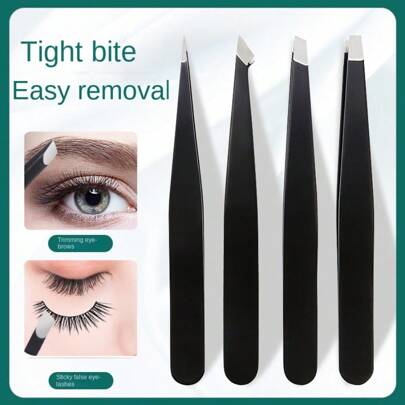 4pcs Black Eyebrow & Hair Removal Tool Kit, Suitable For Beginners To Pluck Eyebrows, Underarms And Legs Hair At Home,Giveaways,Travel,Cheap Stuff,Travel Essential