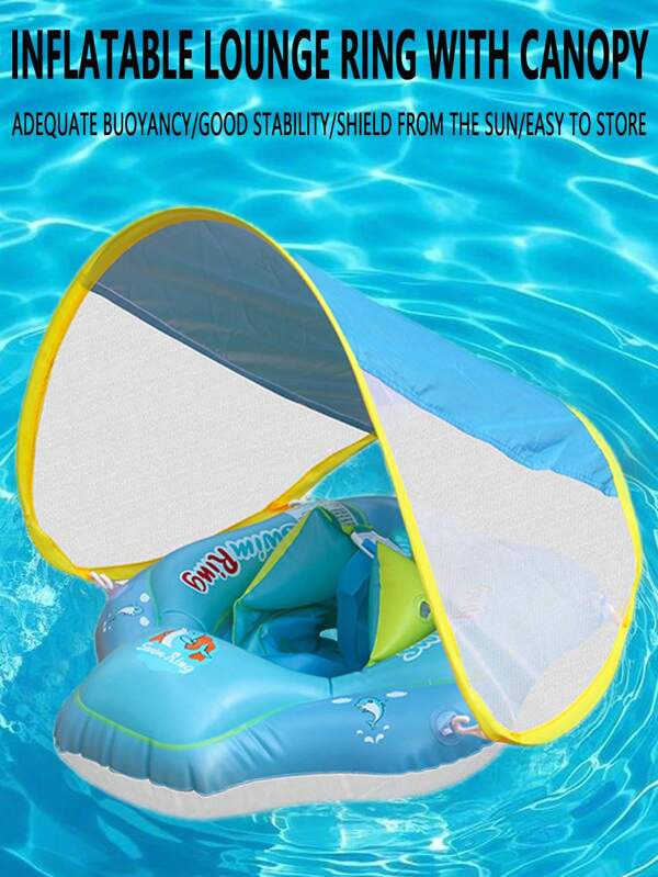 1 pieza Manguitos inflables para nadar para niños, aro flotante para sombra solar para diversión en la piscina
