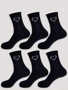 20pcs/10pcs Women Heart Pattern Crew Socks, Black White Gray, Cute Socks For Girls, Suitable For Autumn/Winter/Spring/Summer, Breathable, Soft & Smooth, Fit For Holiday, Sports, Casual, Business Wear, All Season - Multicolor - View 3