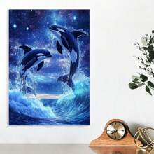 Framed 1 Wood Frame Canvas Poster Mural Orca Whale Killer Wave Perfect Wall Art Decoration For Bedroom, Office, Living Room And Can Be Used As A Gift