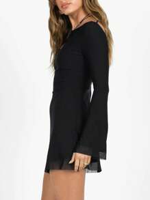 Women's Bodycon Mini Dress Sexy  Long Sleeve Club Party Short Dresses Summer Outfits - màu đen - Xem 4