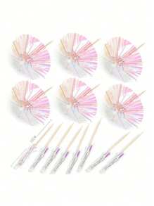 20-100 chiếc ô giấy mini, ô che đồ uống, ô giấy có tăm gỗ dùng trang trí bánh cupcake chanh mùa hè, trang trí tiệc ngoài trời, cắm trại. - Nhiều màu - Xem 5