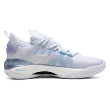 XTEP Zapatillas de baloncesto para hombre, zapatillas de entrenamiento prácticas, zapatillas de running 978219120026 - Nuevo blanco/morado taro/azul de Carolina del Norte - Ver 2