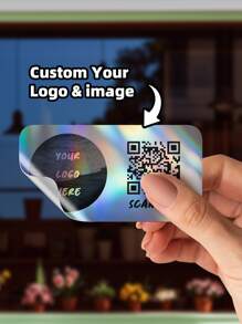 1~100 piezas Pegatinas de logotipo y pegatinas de código QR - Pegatinas de logotipo rectangulares con un código QR - Pegatinas de agradecimiento por su pedido - Códigos de escaneo de redes sociales con cualquier diseño de imagen de logotipo de texto, pegatinas impermeables, multifuncionales, ajustables, ornamentales, reutilizables, exquisitas, adorables, de alta calidad, modernas, coloridas, cómodas, elegantes, personalizadas, únicas, regalos ideales para él, regalos ideales para ella, renovación del hogar, pegatinas personalizadas, ambiente cálido, gracia invernal, diseño elegante, organizador de viaje - Multicolor - Ver 25