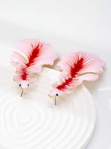 1 Pc Enameled Fish Earring Beautiful Fighting Fish Statement Earrings Summer Jewelry For Women - Pink - View 2