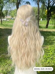 1 Stück hitzeresistente synthetische Haarperücke mit Wasserwellen, mittelgescheitelt, geeignet für Partys und den täglichen Gebrauch, mit natürlicher, glatter, weicher und realistischer Textur (Zubehör nicht enthalten)