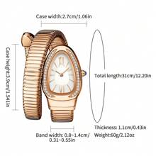 Women's Watches Snake Shape Diamond Watch For Women Luxury Ladies Gold Watch Analog Quartz Watch With Flexible Alloy Strap - Rose Gold White - View 2