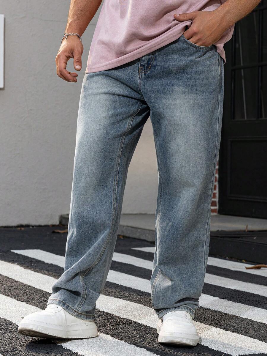 Shorts Denim Casual com Bolso Frontal e Botão Frontal Simples para Homens - Azul - Visão 1