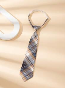 1pc 33cm Checkered Pre-Tied Tie For Teenagers & Children,  Student Necktie With Accessory For Festive Occasions, Performances, Suits & Dress Shirts