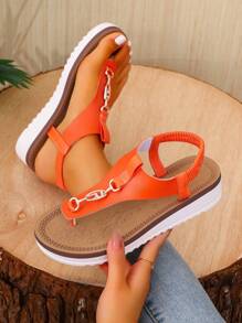 Comfortable Bright Color Beach Slippers, Slip-On Thick Sole Flip Flops Casual Open Toe Sandals For Women