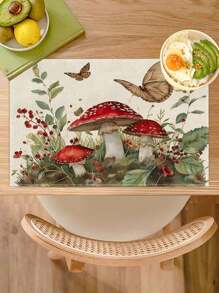 1/4/6 Pieces Of Spring Summer Butterfly Scene Element Printed Placemat, Heatproof Placemat, Kitchen Tablecloth, Washable Coffee Mat, Suitable For Cottages, Hotels, Restaurants, Home Kitchen Decoration, Festive Gatherings