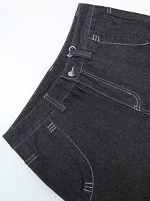 Short en jean ample à jambe droite et longueur mollet avec poches pour hommes