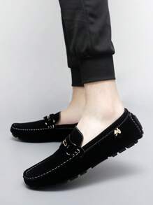 2025 秋季新款休闲手工串珠乐福鞋，男女通用一脚蹬驾车鞋，平底时尚运动鞋，情侣万圣节礼物 - 黑色 - 查看 3