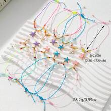 12pcs Colorful Butterfly Crystal Handmade Braided Bracelets Set, Cute Fashion Accessory For Women, Leisure, Holiday, Birthday Gift