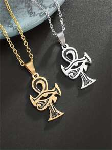 1 件 Horus Eye Ra Ankh 十字不锈钢项链，女士时尚护身符珠宝 - A款 - 查看 3