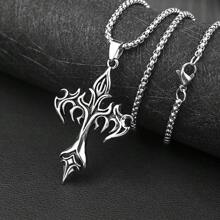 Men's Retro Fiery Cross Pendant Necklace With Fashionable And Cool Design, Suitable For Both Men And Women. Classic Jewelry, Clothing Accessories, Holiday Gifts