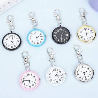 Popular Cute Candy Color Keychain Watch, Minimalist Casual Pocket Watch, 40mm Diameter Arabic Numeral Dial, Quartz Watch Suitable For Men And Women, Gift