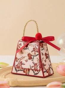 3 件装，豪华手绘花卉主题婚礼糖果盒，配有精致别针和毛绒球，婚礼礼物，生日派对周年纪念礼盒，圣诞巧克力饼干包装盒 - 彩色 - 查看 7