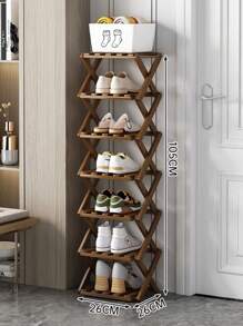 Étagère à chaussures à plusieurs niveaux, sans assemblage requis, étagère à chaussures économique pour la maison, pliable, meuble à chaussures de salon créatif, étagère à chaussures en bois pour petits espaces