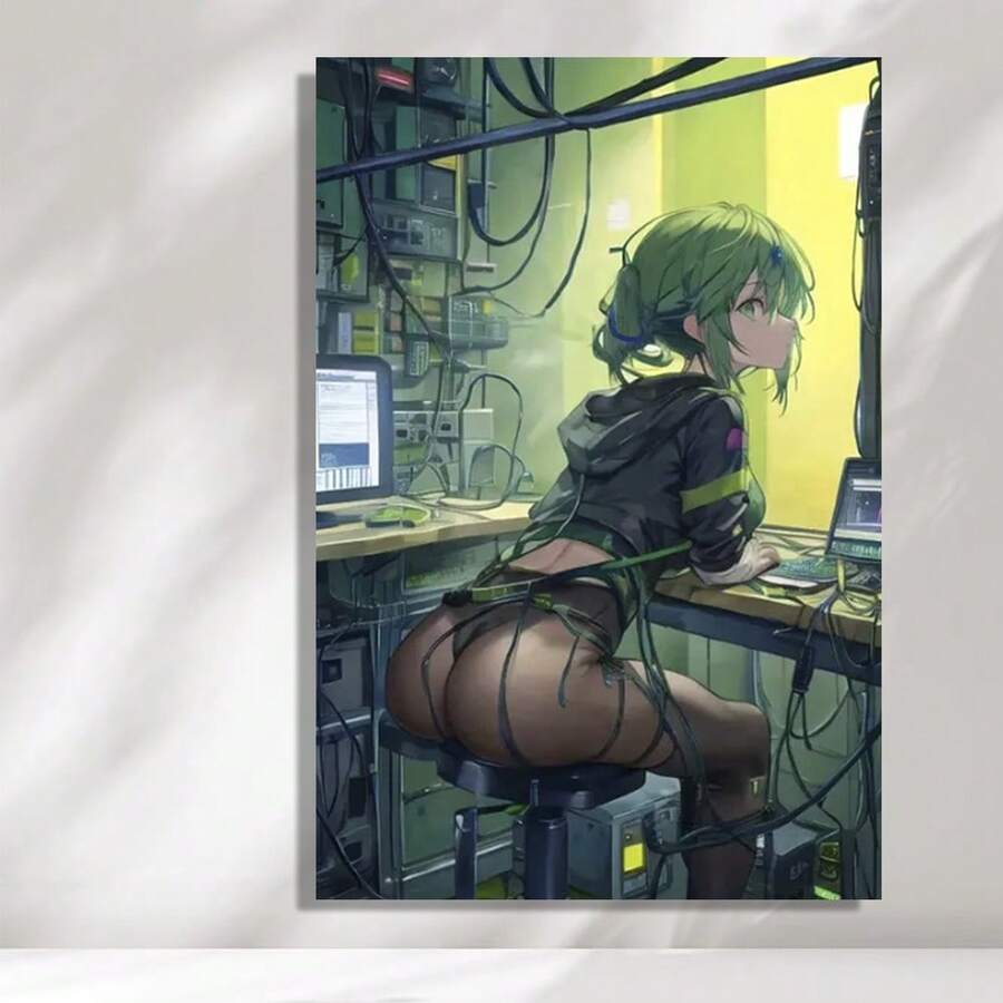 Framed Wooden Framed Wall Art, Cute Anime Girl Back View Wrapped In Chains Wrapped Canvas Prints Poster, Birthday Party Decor, Mother's Day New Year Easter Gift, Home Living Room Office Wall Decor, Perfect Gift And Home Decoration Birthday Party Decor, Mother's Day New Year Easter Gift, Home Living Room Office Wall Decor, Perfect Gift And Wall Decoration - Đã đóng khung - Xem 1