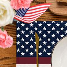 1pc/4pcs/6pcs American Independence Day Stars & Stripes Linen Placemats, Durable Dining Table Mats Suitable For Home, Restaurant, Decor - Multicolor - View 5