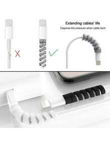 7 miếng bảo vệ cáp sạc điện thoại di động bằng silicon xoắn ốc nhiều màu, tương thích với điện thoại Apple và Android, vỏ bảo vệ chống đứt dây dữ liệu, bộ sắp xếp cáp - Nhiều màu - Xem 6