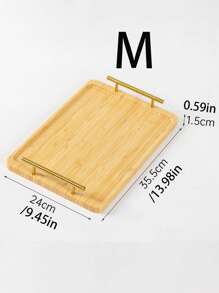 1 pieza Bandeja de vajilla de bambú amarillo, plato rectangular de madera para restaurante, cocina, postre, fruta, café, té, comedor, barbacoa, hotel, bandeja de desayuno en el hogar