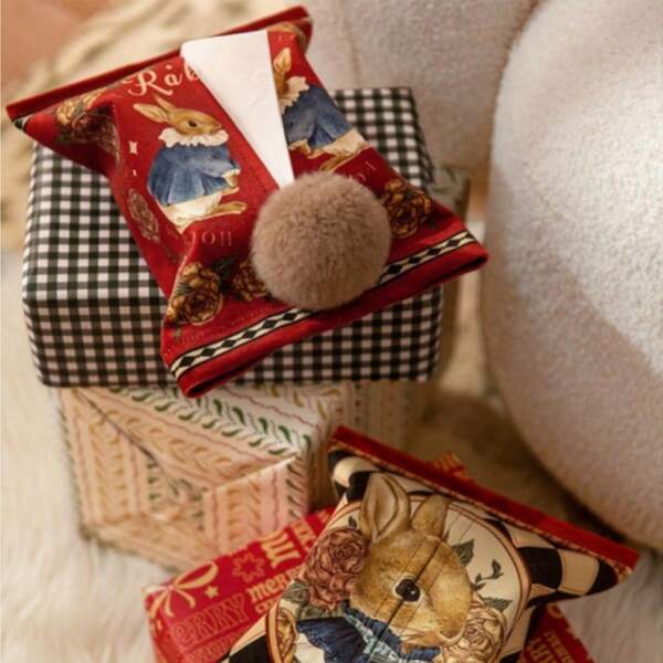 1pc Tissue Box Houder, Tissue Houders Voor Badkamers Papier Dispenser, Servetten Opbergdoos Klassieke Retro Konijn Tissue Organizer Voor Eettafel Woonkamer Kantoor Auto Slaapkamer Decor, Decoratieve Tissue Box Cover