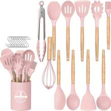 Silicone Kitchenware Set, 10 Pieces Safe Cooking Utensil Set, Wooden Handled Non-Stick Cookware Set, Washable Modern Cookware, Kitchen Supplies & Tools, Great For Cooking And Baking - 22-piece Set - View 8