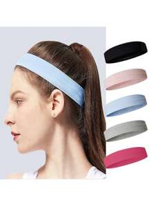 1/4pcs Sweat-Absorbent Sports Headband Elastic Knotted Turban Hair Wrap Breathable Yoga Gym Hairband