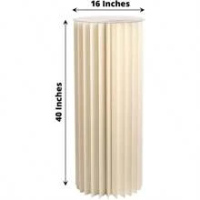 Efavormart 40" Ivory DIY Accordion Cylinder Cardboard Folding Pillar Pedestal Box Display Column Stand With Round Top Plate