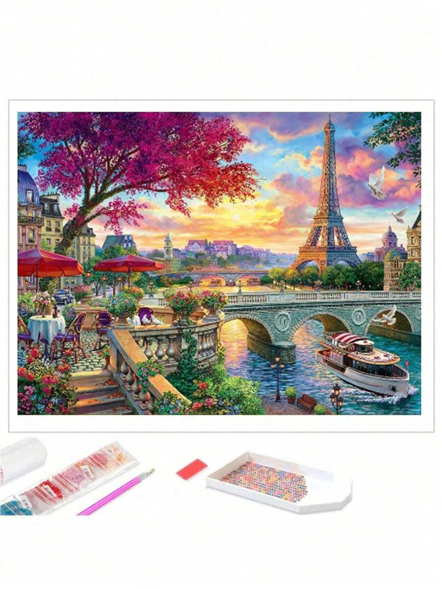 DIY 钻石画,现代风景图案钻石无框画家居装饰工艺品 - 彩色 - 查看 1