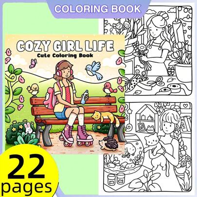 舒适女孩着色书，适合朋友、情侣和家人，适合 14 岁以上、聚会、情人节、生日和其他节日。用于绘画和学习