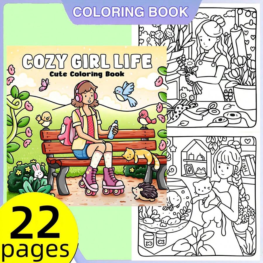 Comfort Girl Coloring Book, Suitable For Friends, Couples, And Family, Ideal For Ages 14+, Parties, Valentine's Day, Birthdays And Other Holidays. For Painting And Learning - White - View 1