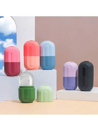 Bandeja de hielo de silicona, rodillo de frío facial por compresión. Apto para hacer hielo en la cocina, elaborar helados caseros, hacer cubitos de hielo en el bar de comidas, y para compresas frías en la cara y el Body