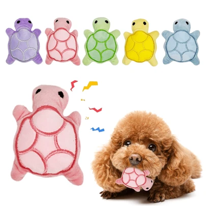 1/5pcs Mini Cute Plush Turtle Dog Doll, Squeaky Dog Chew Toys With Sound, Soft, Beneficial For Dental Health, Suitable For Puppies & Small Dog Breeds, Battery-Free
