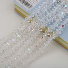 95pcs 6mm Crystal Glass Middle Hole Saucer Beads, Electroplated Colorful DIY Accessories For Shoes, Clothing, Hats, Phone Chains, Jewelry Making