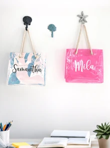 Customed Name Bridesmaid Tote Bag, Personalized Holographic Bag, Custom Fashionable PVC Clear Bag, Beach Bag, Transparent Bag, Girls Weekend, Bachelorette Party, Reusable Bag, Anniversary Gift, Valentine Gift, Birthday Gift, Wedding Gift, Mother's Day Gift - Multicolor - View 7