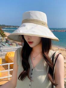 1 Pc Women's New Bucket Hat, Casual Wide Brim Sun Hat Summer UV Protection Riding Face Covering Sun Visor, Suitable For Outdoor Travel Beach Daily Wear - MZ2585 - View 12