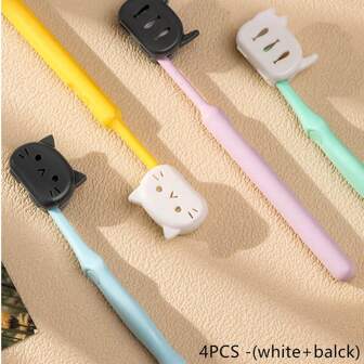 4件装猫牙刷保护套牙刷收纳套旅行刷头套牙刷保护盖便携式牙刷盒牙刷盖牙刷套夹便携式牙刷保护器牙刷收纳头套适用于浴室家用旅行牙刷盒