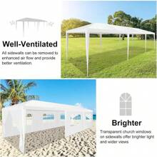 tooluck Gazebo 3x9m Waterproof, Stable, Winterproof, Party Tent With 8 Removable Walls, Garden Pavilion For Parties, Weddings, UV Protection, Easy To Set Up, Including Pegs, Guy Ropes, White