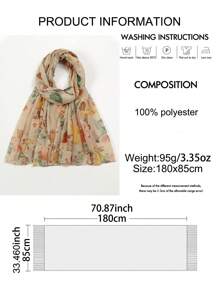 1条新款夏季巴厘岛纱线印花围巾，女士穆斯林头巾，轻薄优雅长款发带，日常旅行摄影防晒披肩，家庭节日礼物，适合搭配连衣裙 - A - 查看 2