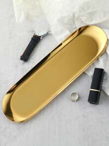 LEAPAIR 1/2/3 peças Bandeja Decorativa Oval de Aço Inoxidável Dourada/Prateada/Preta P/M/G, Bandeja para Joias, Bandeja para Toalha/Penteadeira, Prato, Bandeja para Chá/Frutas, Organizador de Cosméticos e Joias, Estilo Nórdico