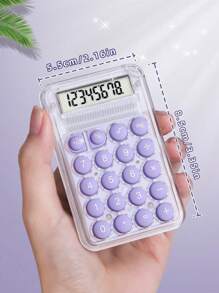 Calculadora Matemática Transparente Mini Portátil 8 Dígitos Fofa e Compacta - Roxo - Visão 2