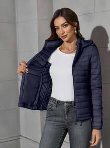 Chaqueta minimalista para mujer Risissida para exteriores en otoño, con capucha y bolsillos, adecuada para ir al trabajo y abrigo de invierno de ocio para mujeres