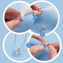 Bộ dụng cụ tự làm mặt dây chuyền 30 món, bao gồm hạt thủy tinh thổi tròn, mặt dây chuyền chai thủy tinh trong suốt, móc treo mạ đồng thau, màu sắc ngẫu nhiên. - Trong sáng - Xem 3