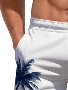 Pantalones cortos de playa de verano para hombres con estampado 3D de palmeras - Multicolor - Ver 5