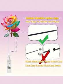 1 pieza Clip de insignia telescópico de rosa arcoíris - Objeto pequeño de moda DIY, Clip de metal, Fácil de colgar en forenses, Es un objeto pequeño práctico para lugares de oficina, exposiciones, escuelas, hospitales, trabajadores de oficina para resaltar sus carretes de insignia personalizados de autoensamblaje, el portador de insignia es muy adecuado para médicos, enfermeras y personal de oficina de maestros voluntarios